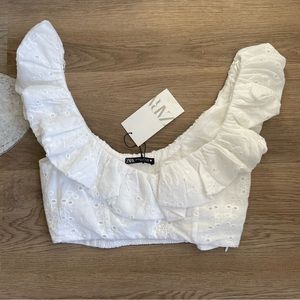 Zara white eyelet cropped top. Size small.